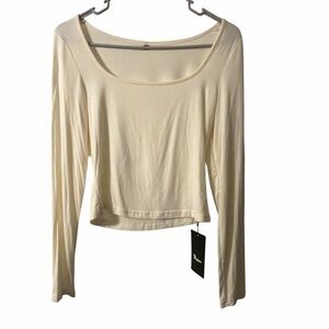 Riyiper Cream Long Sleeve Crop Top Size M NWT